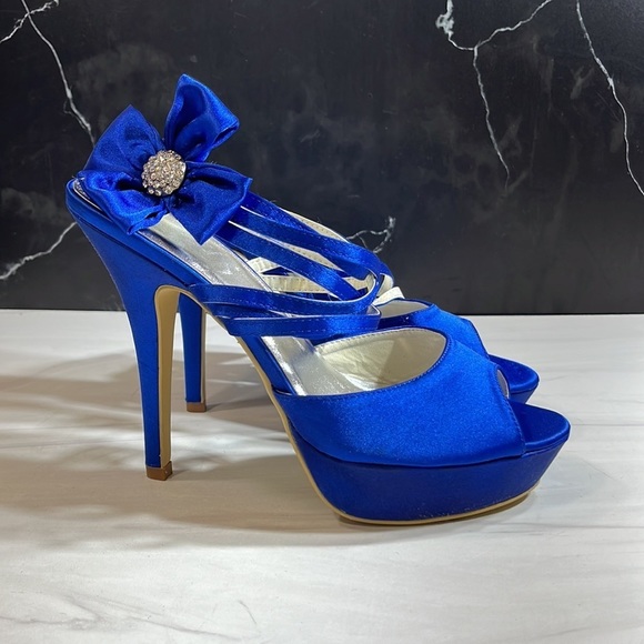 Unbranded Women’s Ankle Strap Heel Blue sz 8 - Picture 4 of 8